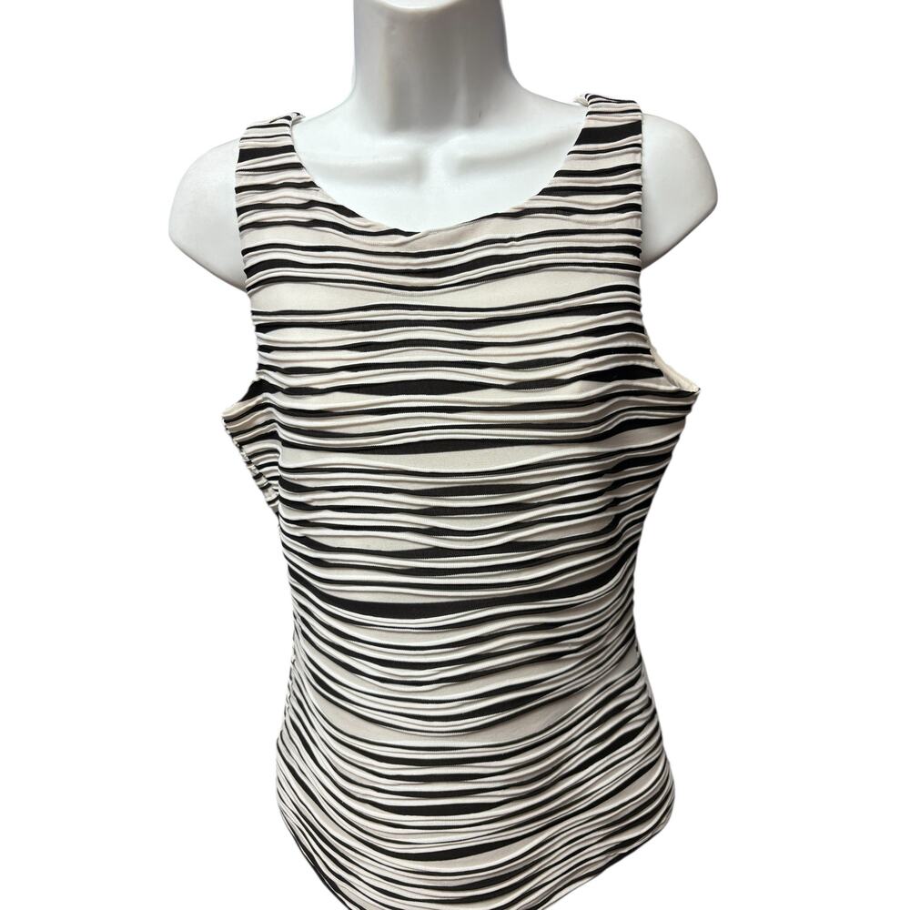 White House Black Market Ruched Striped Sleeveless Top Size M